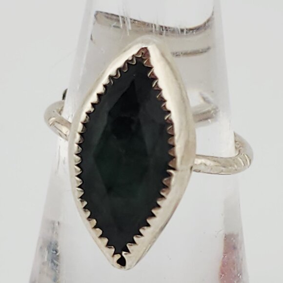 EMERALD HANDMADE RING rose-cut genuine gemstone in sterling silver size 6 - Picture 4 of 6